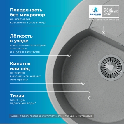 Мойка кухонная POLYGRAN ATOL 620 (серый №14)